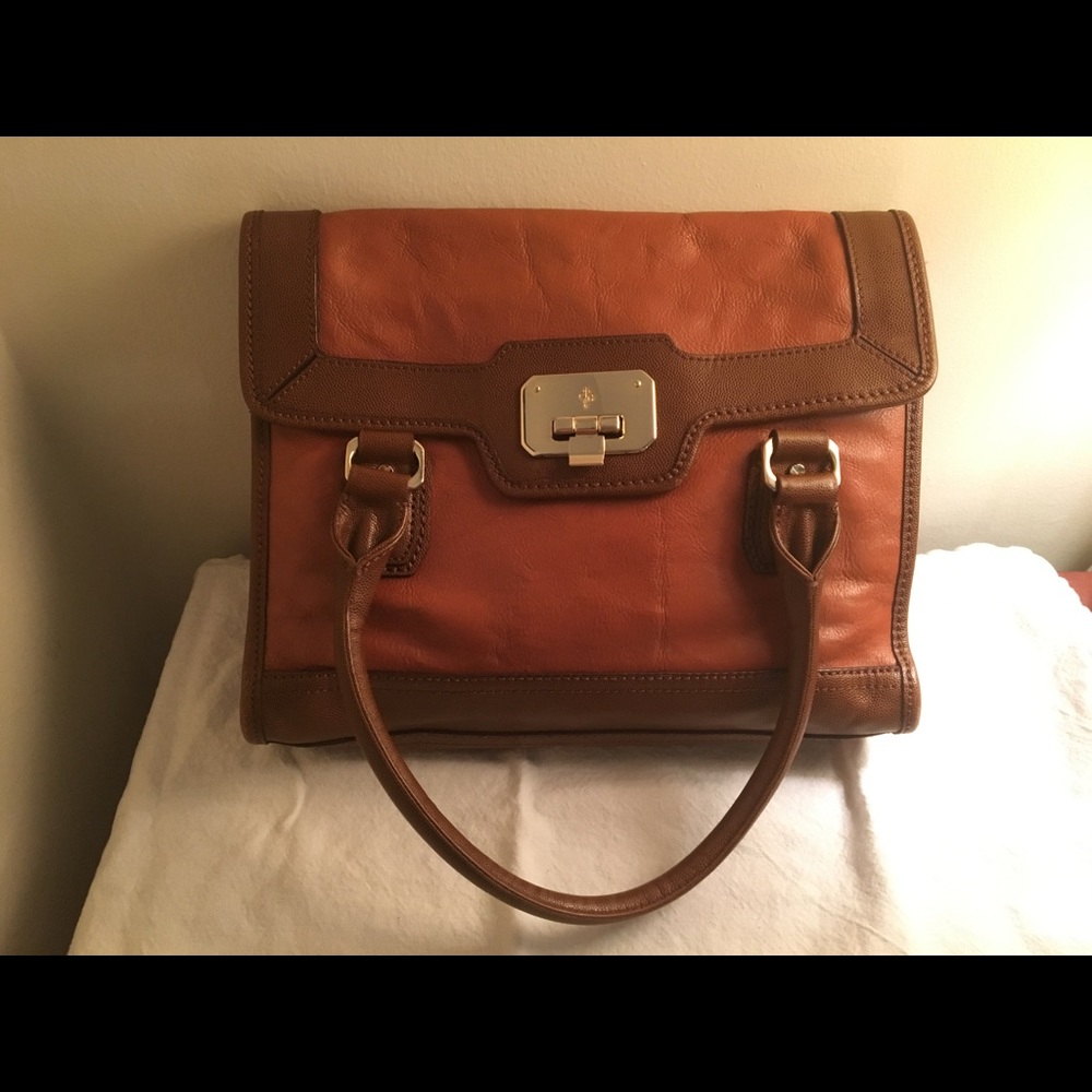 EUC LEATHER Cole Haan purse, brown and caramel